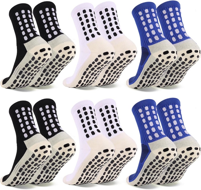 Barrlves Store 6 Pairs Grip Soccer Socks Colorful Non Slip Sports Football Basketball Hospital Yoga Socks for Men Women - Image 1